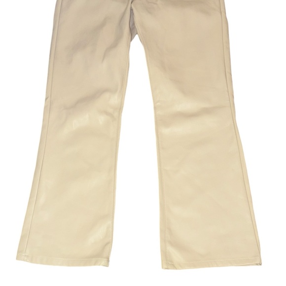 Zara Ivory Ecru Vegan Leather High Waist Cropped Flared Pant - 4 - Picture 5 of 10